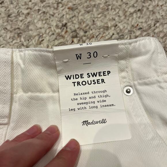 NWT Madewell Wide Sweep Trouser Sz 30 Airy Denim Tile White Casual 28" Inseam - Picture 2 of 6